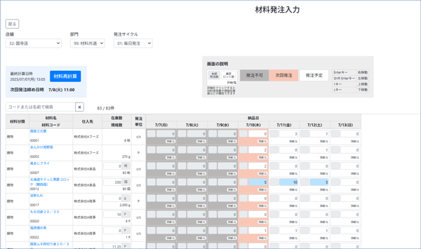 delifit材料発注画面 delifit材料発注画面
